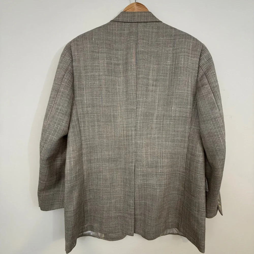 Austin Reed Blazer Gray Pastel Plaid Regent Street Union Made Vintage Preppy 40R